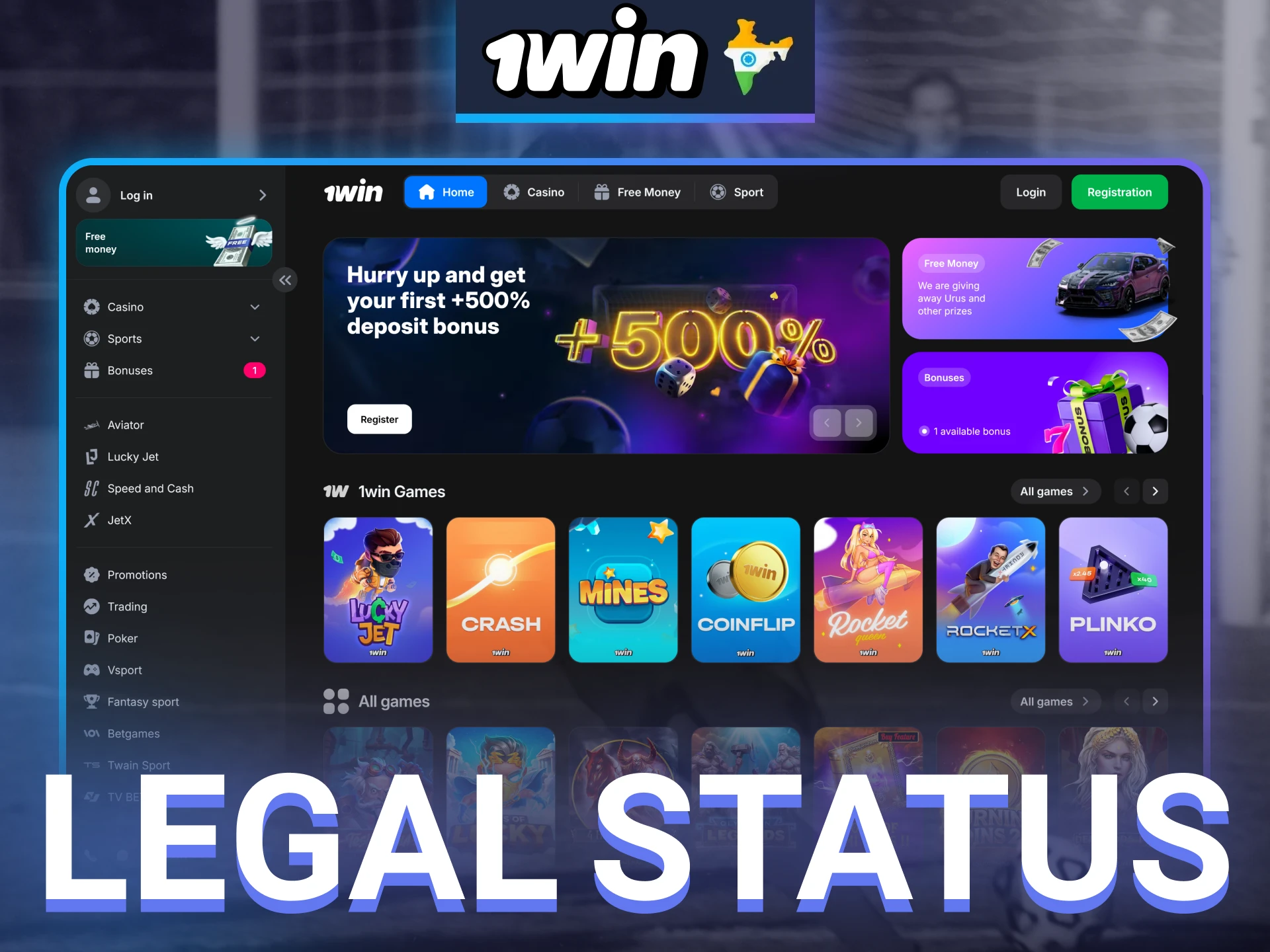 1win is a fully licensed and legal online casino operating in India.