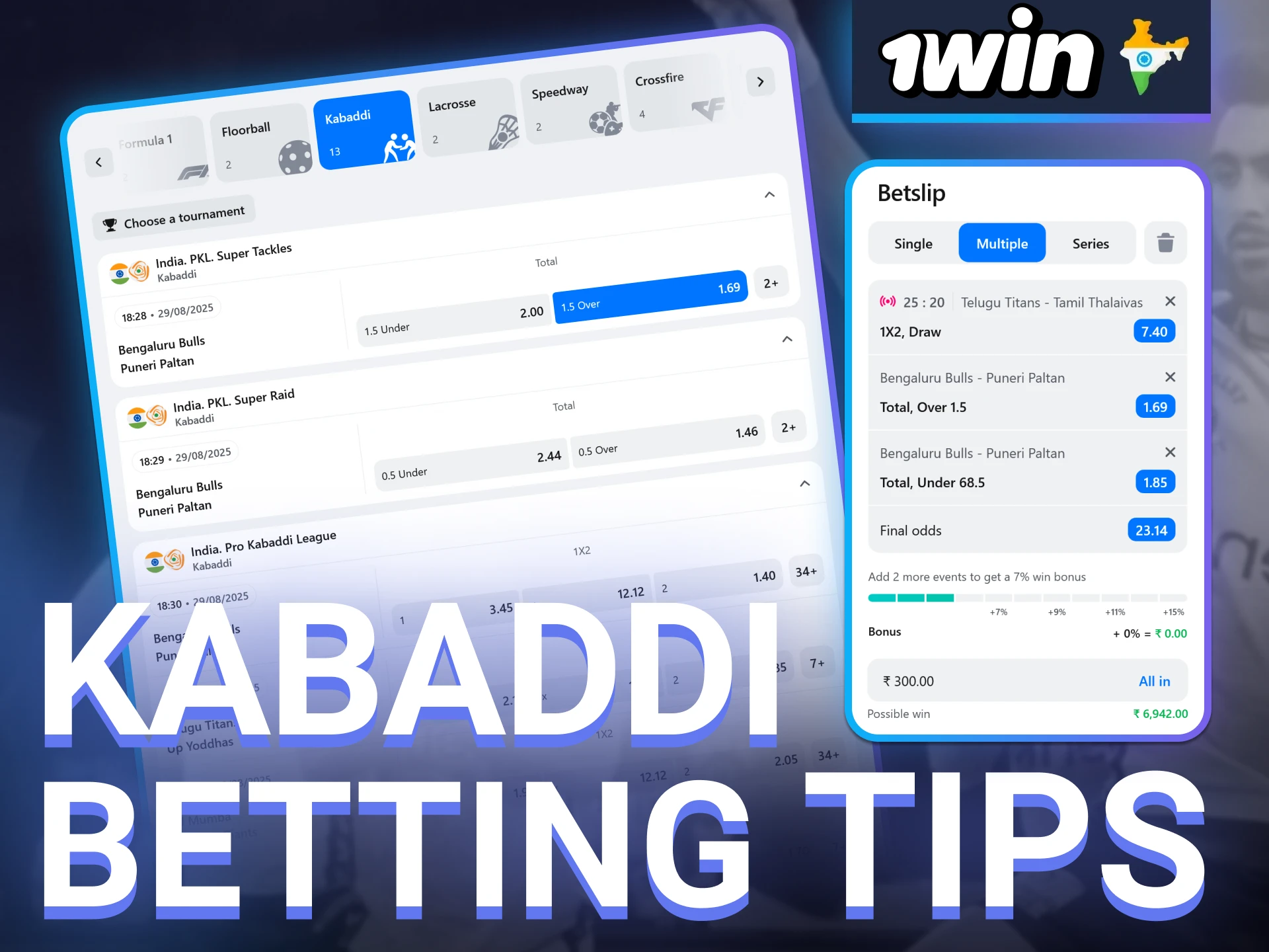 Use tips from 1win experts to increase your chances in kabaddi betting.