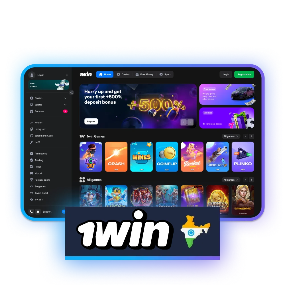 Bet and play casino on the official 1win website in India.