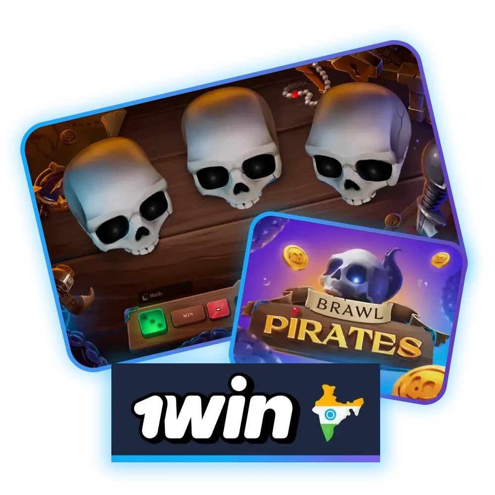 Find the skull with the prize to become a winner in the 1win Brawl Pirates game.
