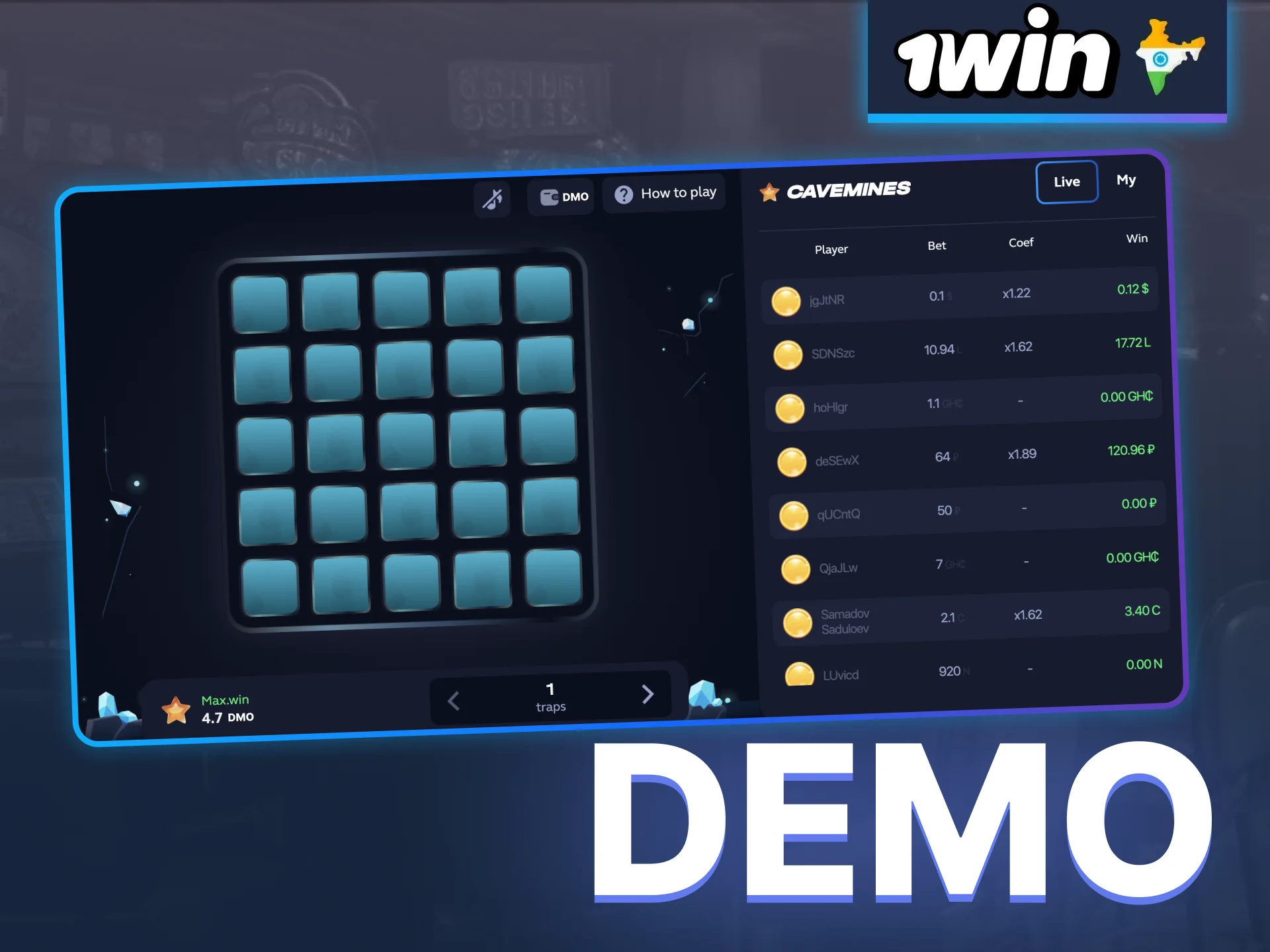 For those who want to practice playing 1win Mines, the platform offers a demo version.